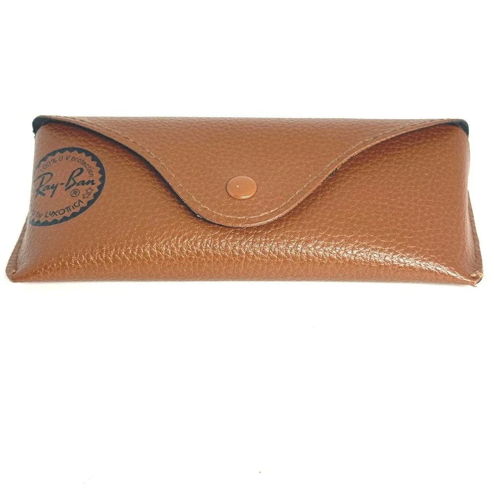 Ray Ban‎ Brown Pebbled Faux Leather Sunglasses Case Luxottica Snap Closure